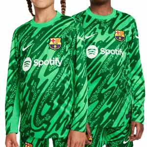 Camiseta Nike Barcelona niño portero 2024 2025 Stadium DF - Camiseta manga larga de portero de la primera equipación Nike del FC Barcelona 2024 2025 - verde