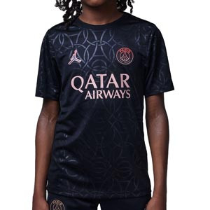 Camiseta Nike 3a PSG niño Pre-Match Dri-Fit - Camiseta de calentamiento prepartido infantil Nike del PSG de la tercera equipación 2024 2025 - negra