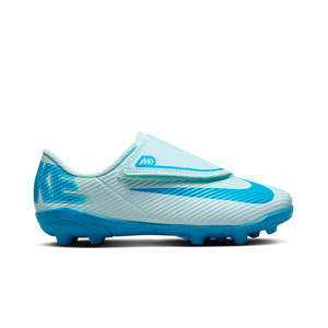 Nike Mercurial Jr Vapor 16 Club MG PS Velcro  - Botas de fútbol infantiles con velcro Nike MG para césped artificial - azul claro