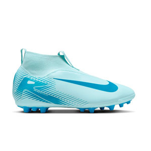 Nike Mercurial Jr Zoom Superfly 10 Academy AG - Botas de fútbol infantiles con tobillera Nike AG para césped artificial - azul claro