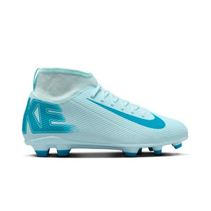 Nike Mercurial Jr Zoom Superfly 10 Club FG/MG - Botas de fútbol infantiles con tobillera Nike FG/MG para césped artificial - azul claro