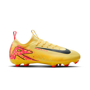 Nike Mercurial Jr Zoom Vapor 16 Academy KM FG/MG - Botas de fútbol infantiles Nike FG/MG para césped artificial de Kylian Mbappé - naranjas, amarillas