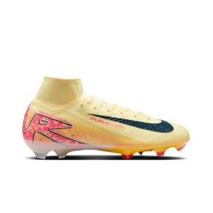 Nike Mercurial Zoom Superfly 10 Elite KM FG - Botas de fútbol con tobillera Nike FG para césped natural o artificial de última generación de Kylian Mbappé - naranjas, amarillas