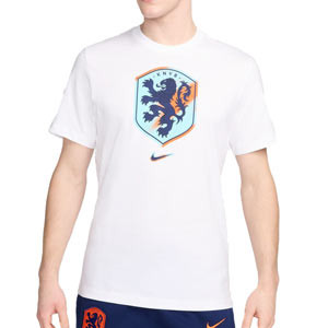 Camiseta Nike Holanda Crest - Camiseta de algodón Nike de la selección holandesa - blanca