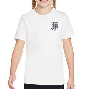 Camiseta Nike Inglaterra Niño Crest - Camiseta de algodón infantil Nike de la selección inglesa - blanca