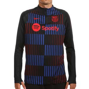 Sudadera Nike 2a Barcelona Pre-Match Dri-Fit - Sudadera de calentamiento prepartido Nike del FC Barcelona de la segunda equipación 2024 2025 - negra