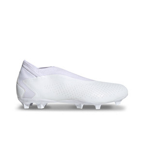 adidas Predator Accuracy.3 LL FG - Botas de fútbol con tobillera sin cordones adidas FG para césped natural o artificial de última generación - blancas