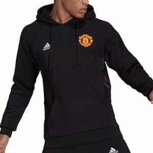 Sudadera adidas United Travel Hoodie - Sudadera con capucha de algodón adidas del Manchester United - negra