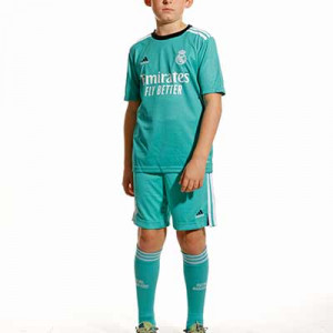 Equipación adidas 3a Real Madrid niño 2021 2022 - Conjunto infantil 7-14 años tercera equipación adidas Real Madrid 2020 2021 - verde turquesa