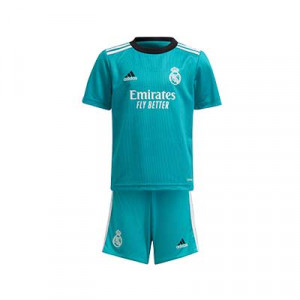 Equipación adidas 3a Real Madrid niño pequeño 2021 2022 - Conjunto infantil 1-6 años segunda equipación adidas Real Madrid CF 2021 2022 - verde turquesa
