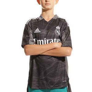 Camiseta adidas Real Madrid niño portero 2021 2022 - Camiseta manga corta portero infantil adidas Real Madrid 2021 2022 - negra - completa frontal