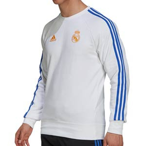 Sudadera adidas Real Madrid entrenamiento - Sudadera de algodón de entrenamiento para entrenadores adidas del Real Madrid CF - blanca - completa frontal