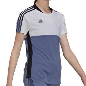 Camiseta adidas Tiro mujer Blocking - Camiseta de entrenamiento de fútbol para mujer adidas de la colección Tiro - blanca, lila