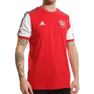 Camiseta algodón adidas Arsenal 3 Stripes - Camiseta de algodón adidas del Arsenal FC - roja y blanca