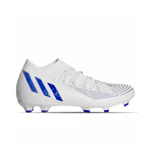 adidas Predator EDGE.3 FG - Botas de fútbol con tobillera adidas FG para césped natural o artificial de última generación - blancas, azules