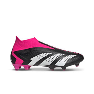adidas Predator Accuracy+ FG - Botas de fútbol con tobillera sin cordones adidas FG para césped natural o artificial de última generación - negras, rosas