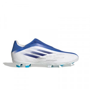 adidas X SPEEDFLOW.3 LL FG - Botas de fútbol sin cordones adidas FG para césped natural o artificial de última generación - blancas, azules