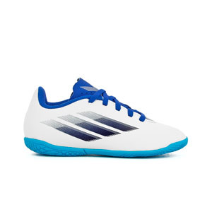 adidas X SPEEDFLOW.4 IN J - Zapatillas de fútbol sala infantiles adidas suela lisa IN - blancas, azules