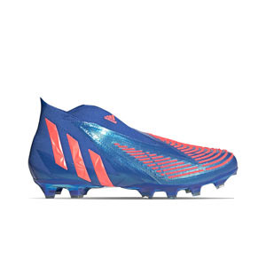adidas Predator EDGE+ AG - Botas de fútbol con tobillera sin cordones adidas AG para césped artificial - azul, naranja