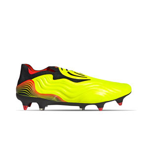 adidas Copa SENSE+ SG - Botas de fútbol sin cordones de piel de canguro adidas SG para césped natural blando - amarillas