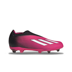 adidas X Speedportal+ FG J - Botas de fútbol infantiles sin cordones adidas FG para césped natural o artificial de última generación - rosas