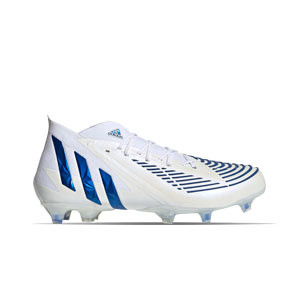 adidas Predator EDGE.1 FG - Botas de fútbol con tobillera adidas FG para césped natural o artificial de última generación - blancas, azules
