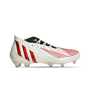 adidas Predator EDGE.1 FG - Botas de fútbol con tobillera adidas FG para césped natural o artificial de última generación - blancas, rojas