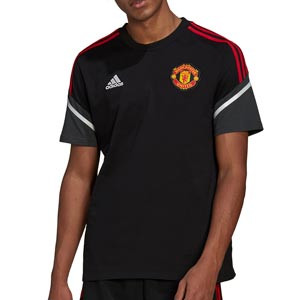Camiseta adidas United entrenamiento staff - Camiseta de algodón de entrenamiento para técnicos adidas del Manchester United - negra