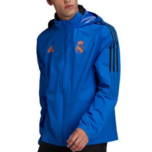 Chaqueta adidas Real Madrid All Weather - Chaqueta cortavientos con capucha adidas del Real Madrid CF - azul