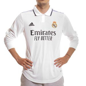 Camiseta manga larga adidas Real Madrid 2022 2023 authentic - Camiseta manga larga primera equipación adidas auténtica Real Madrid CF 2022 2023 - blanca