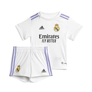 Equipación adidas Real Madrid bebé 2022 2023 - Conjunto bebé primera equipación adidas Real Madrid CF 2022 2023 - blanco