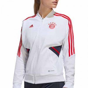 Chaqueta adidas Bayern mujer - Chaqueta de chándal de mujer adidas del Bayern de Múnich - blanca