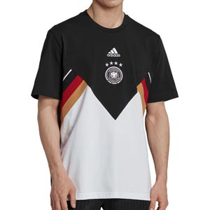 Camiseta adidas Alemania Icon - Camiseta de algodón de paseo adidas de la selección alemana - blanca, negra