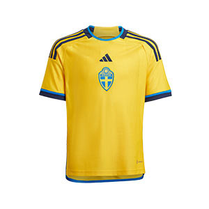 Camiseta adidas Suecia niño 2022 2023 - Camiseta primera equipación infantil adidas de la selección sueca 2022 2023 - amarilla