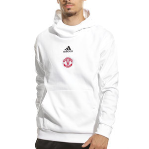 Sudadera adidas United Travel Hoodie - Sudadera de paseo de algodón adidas del Manchester United - blanca