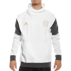 Sudadera adidas Bayern Travel Hoodie - Sudadera de algodón con capucha del Bayern de Múnich - blanca