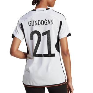 Camiseta adidas Alemania Gündogan mujer 2022 2023 - Camiseta primera equipación mujer adidas de la selección alemana de Gündogan 2022 2023 - blanca, negra