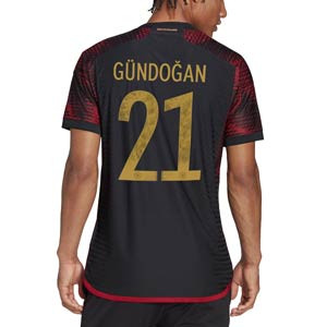 Camiseta adidas 2a Alemania Gündogan 2022 2023 authentic - Camiseta auténtica segunda equipación adidas de la selección alemana de Gündogan 2022 2023 - blanca, negra