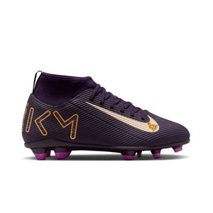 Nike Jr Mercurial Zoom Superfly 10 Club KM FG/MG - Botas de fútbol infantiles con tobillera Nike FG/MG para césped artificial de Kylian Mbappé - lilas
