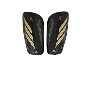 adidas X League - Espinilleras de fútbol adidas con mallas de sujeción - negras, doradas
