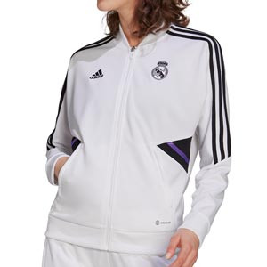 Chaqueta adidas Real Madrid mujer - Chaqueta de chándal de mujer adidas del Real Madrid CF - blanca