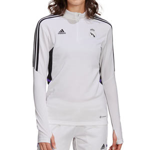 Sudadera adidas Real Madrid mujer entrenamiento - Sudadera de mujer de entrenamiento para jugadoras adidas del Real Madrid CF - blanca