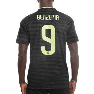 Camiseta adidas 3a Real Madrid 2022 2023 Benzema - Camiseta tercera equipación de Karim Benzema adidas Real Madrid 2022 2023 - negra