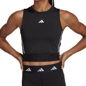 Camiseta adidas mujer Techfit Cropped - Camiseta de tirantes de entrenamiento para mujer adidas - negra