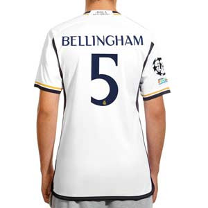 Camiseta adidas Real Madrid Bellingham 2023 2024 UCL - Camiseta primera equipación adidas de Jude Bellingham del Real Madrid CF 2023 2024 para la UCL - blanca