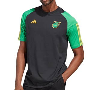 Camiseta algodón adidas Jamaica - Camiseta de manga corta de algodón adidas de la selección de jamaica - negra, verde