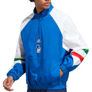 Sudadera adidas Italia Icon - Sudadera retro de paseo adidas de la selección italiana de fútbol - azul, blanca