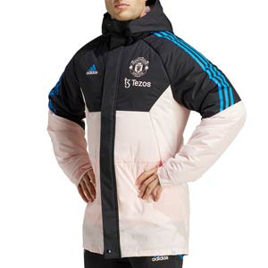 Chaqueta invierno adidas United Stadium - Abrigo de invierno acolchado adidas del Manchester United FC - rosa pastel, negra