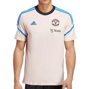 Camiseta algodón adidas United entrenamiento - Camiseta de manga corta de algodón del Manchester United FC - rosa pastel
