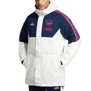 Chaqueta invierno adidas Arsenal Stadium - Abrigo de invierno acolchado adidas del Arsenal FC - blanca, azul marino
